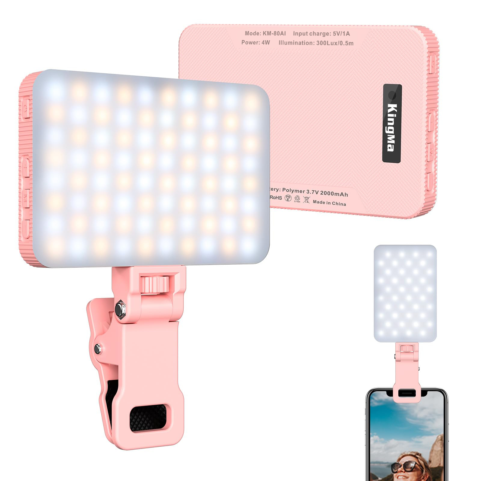 King Ma Pink Rechargeable Self - Photography Lighting Handheld 评论和价格